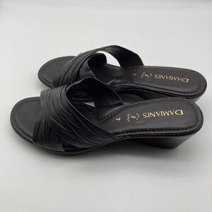 Damiani’s Leather Chocolate Wedge Sandals Size 7 Made in Italy Like New